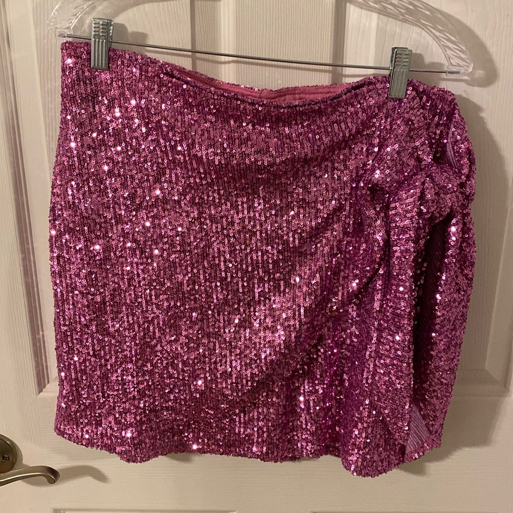 Show Me Your MuMu Pink Sequin Mini Skirt